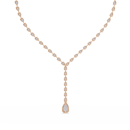 14k Yellow Gold Pear Tennis Lab Grown Diamond Necklace - HIGHCARAT DIAMONDS