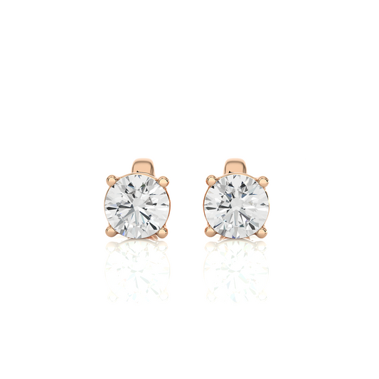 14k Yellow Gold Round Shaped Brilliant Cut Diamond Stud Earrings Iconic Solitaire Design - HIGHCARAT DIAMONDS
