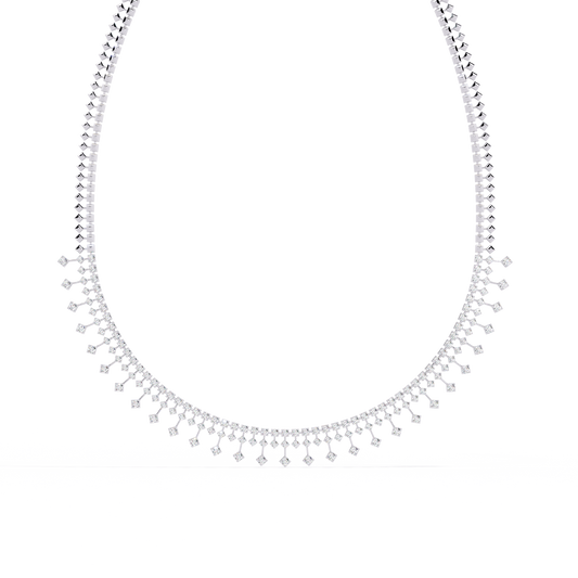 14k solid gold Round Cut 4.51 Ct Top Grade Diamond Classic Statement Bridesmaid  Diamond Necklace - HIGHCARAT DIAMONDS