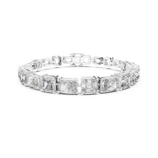 15.04 CT Emerald Or Radiant Cut Lab Grown Diamond Unique Art Deco 14K Solid Gold Bridal Tennis Bracelets