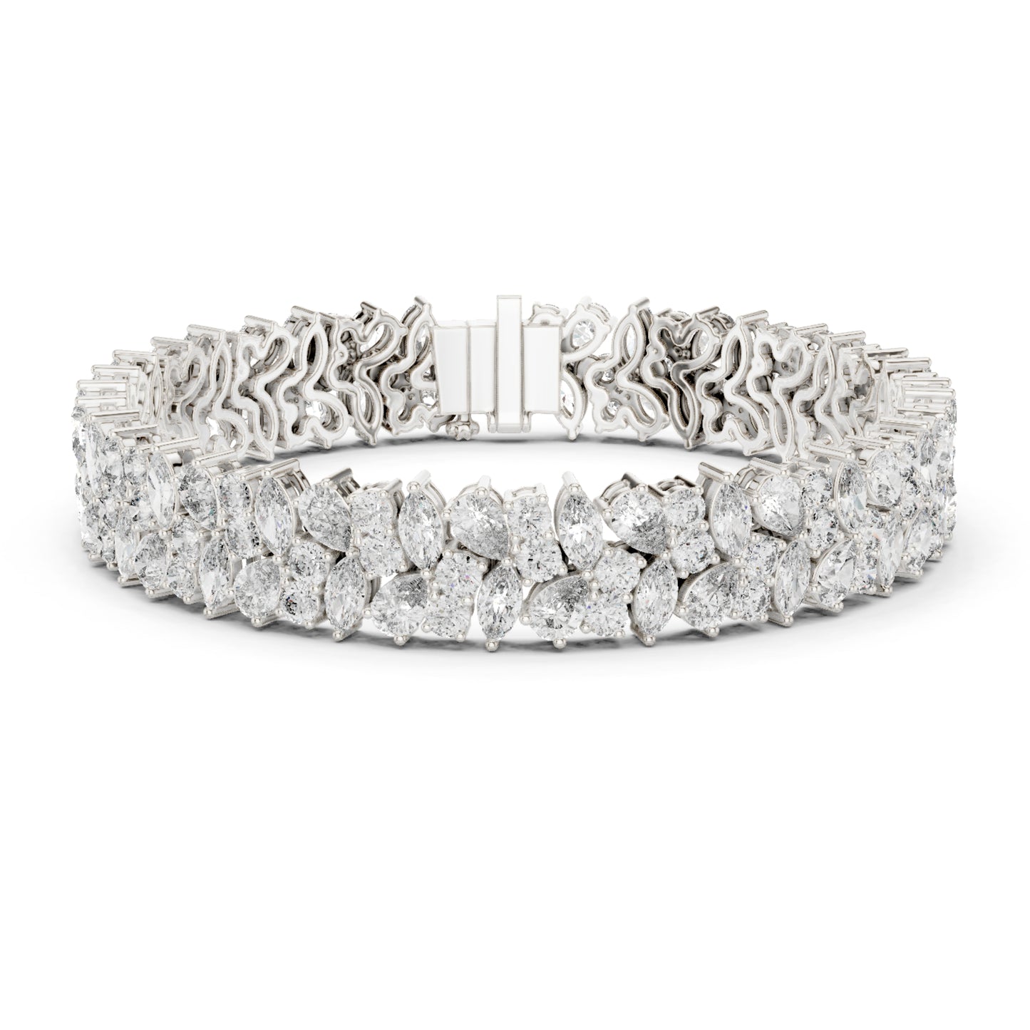 15.48Ct Round, Pear and Marquise Cut Top Grade Lab Grown Diamond Unique Prong Set Bridesmaid Tennis Bracelet - HIGHCARAT DIAMONDS