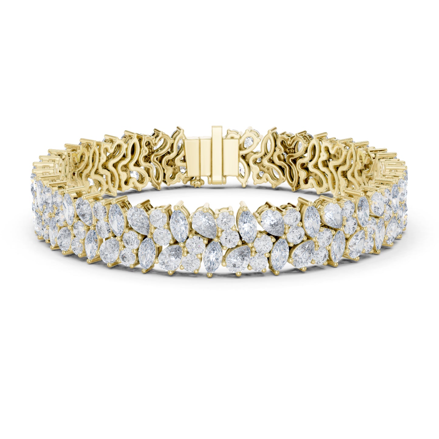 15.48Ct Round, Pear and Marquise Cut Top Grade Lab Grown Diamond Unique Prong Set Bridesmaid Tennis Bracelet - HIGHCARAT DIAMONDS