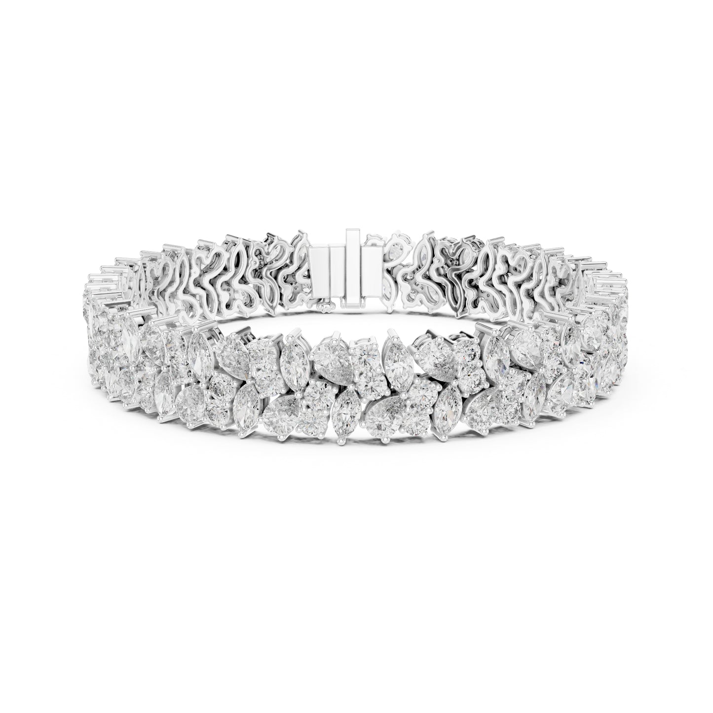 15.48Ct Round, Pear and Marquise Cut Top Grade Lab Grown Diamond Unique Prong Set Bridesmaid Tennis Bracelet - HIGHCARAT DIAMONDS