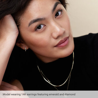 14K White Lab-Grown Alexandrite & 1/8 CTW Natural Diamond  Hoop Earring