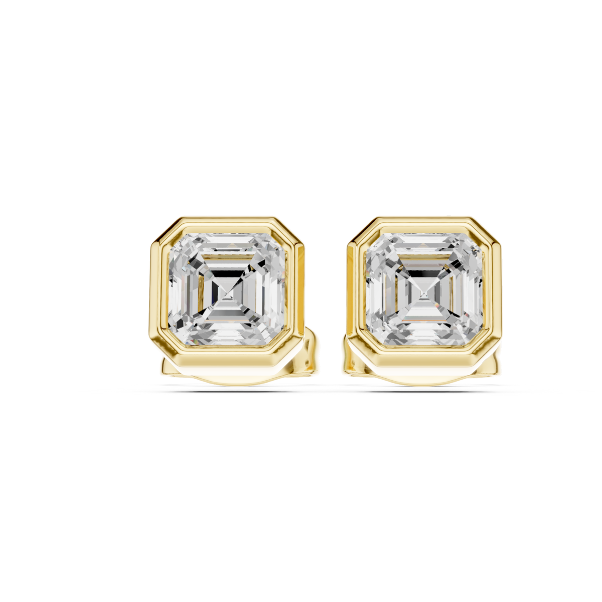 Asscher Cut Lab Grown Diamond Gold Stud Earrings