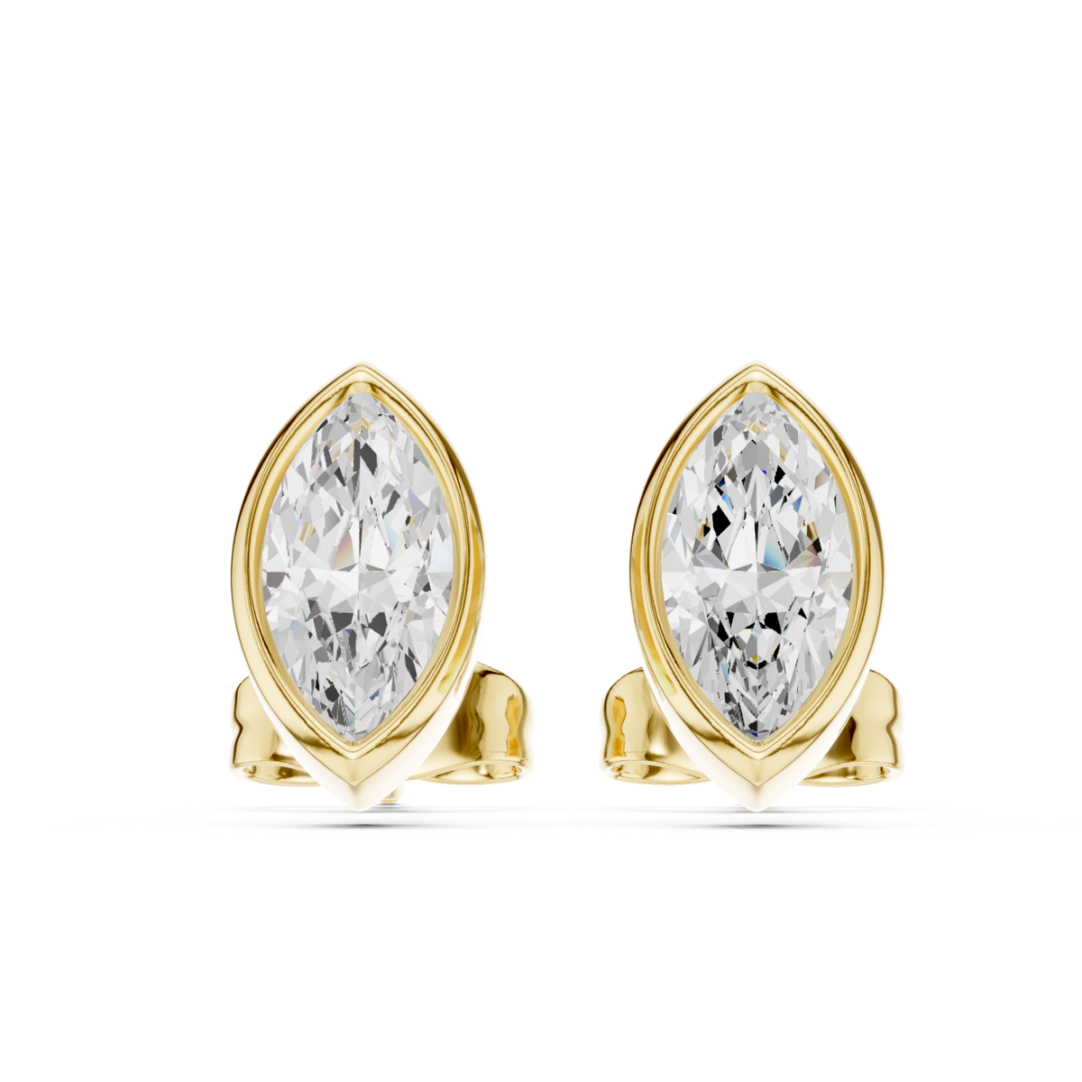 Marquise Cut Lab Grown Diamond Bezel Stud Earrings