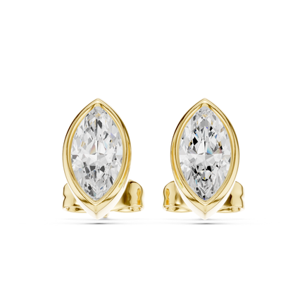 Marquise Cut Lab Grown Diamond Bezel Stud Earrings