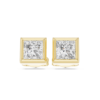 Princess Cut Lab Grown Diamond Vintage Stud Earrings
