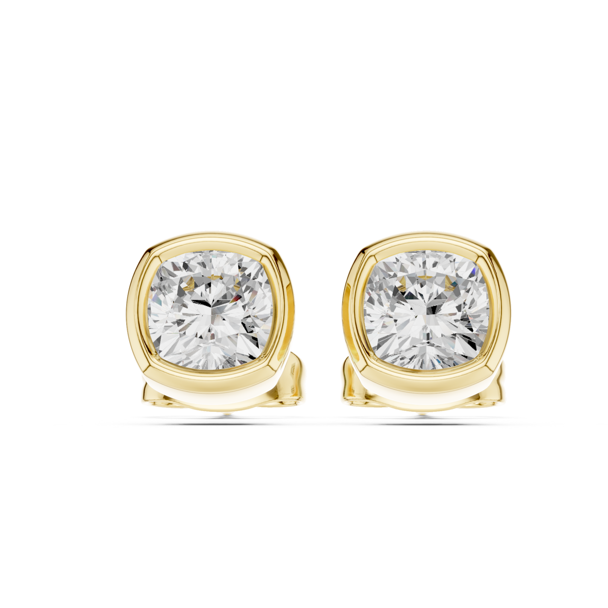 Cushion Cut Lab Grown Diamond Bezel Stud Earrings