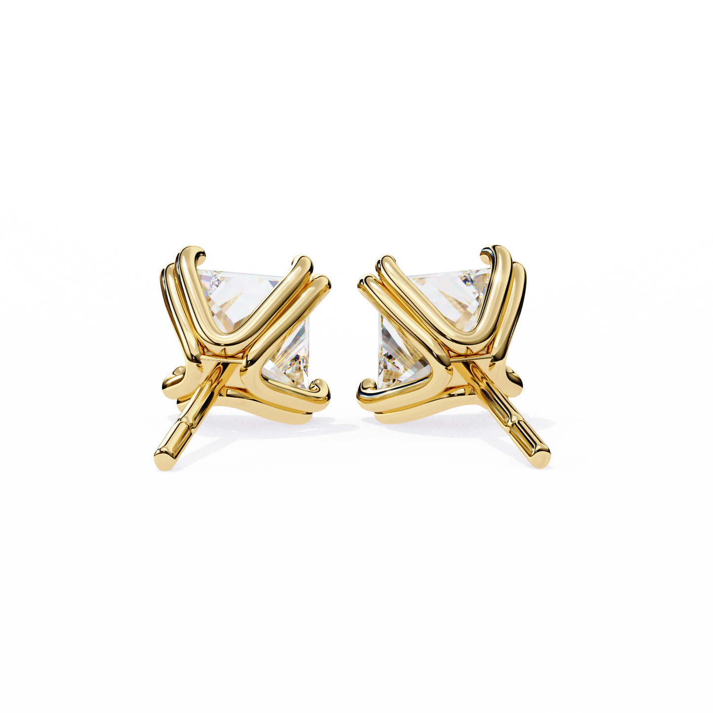 Solitaire 3.04Ct Princess Cut Diamond Unique Stacking Double Prong Set Dainty Stud Party Wear Earring For Gift