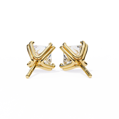 Solitaire 3.04Ct Princess Cut Diamond Unique Stacking Double Prong Set Dainty Stud Party Wear Earring For Gift