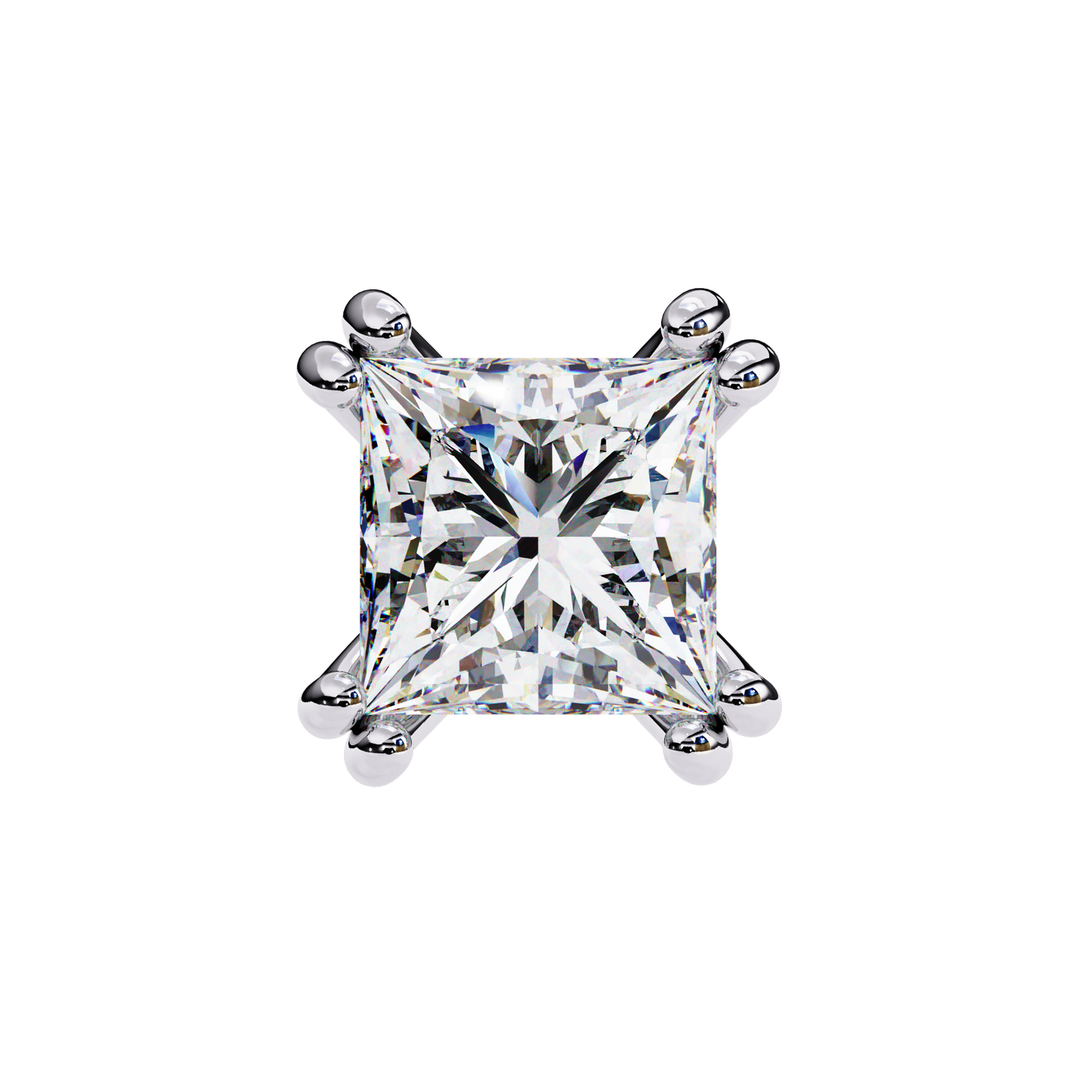 Solitaire 3.04Ct Princess Cut Diamond Unique Stacking Double Prong Set Dainty Stud Party Wear Earring For Gift