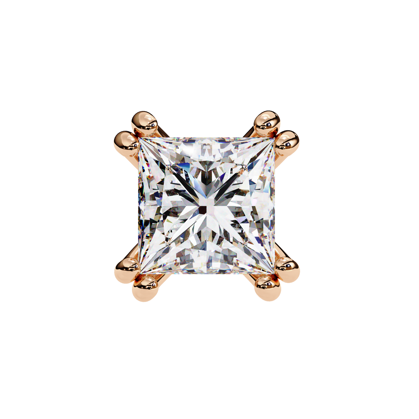 Solitaire 3.04Ct Princess Cut Diamond Unique Stacking Double Prong Set Dainty Stud Party Wear Earring For Gift