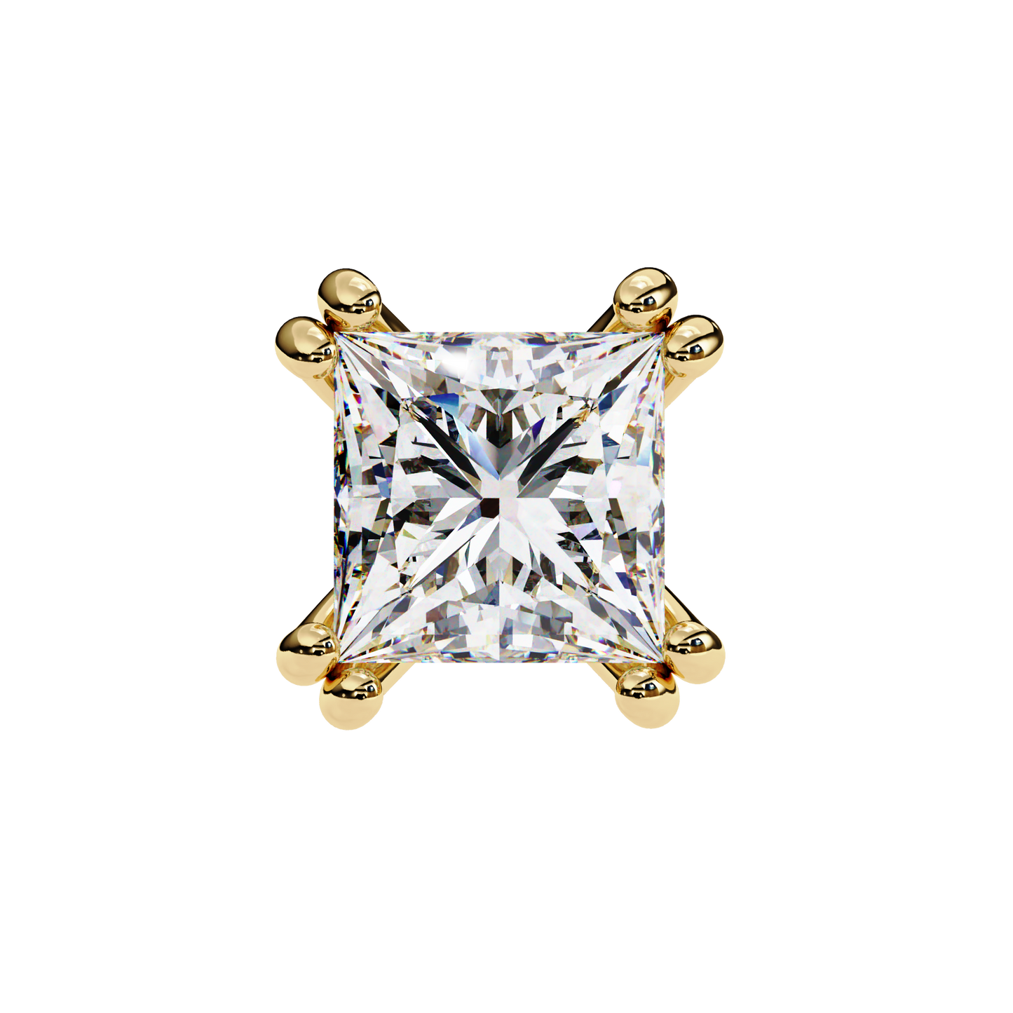 Solitaire 3.04Ct Princess Cut Diamond Unique Stacking Double Prong Set Dainty Stud Party Wear Earring For Gift