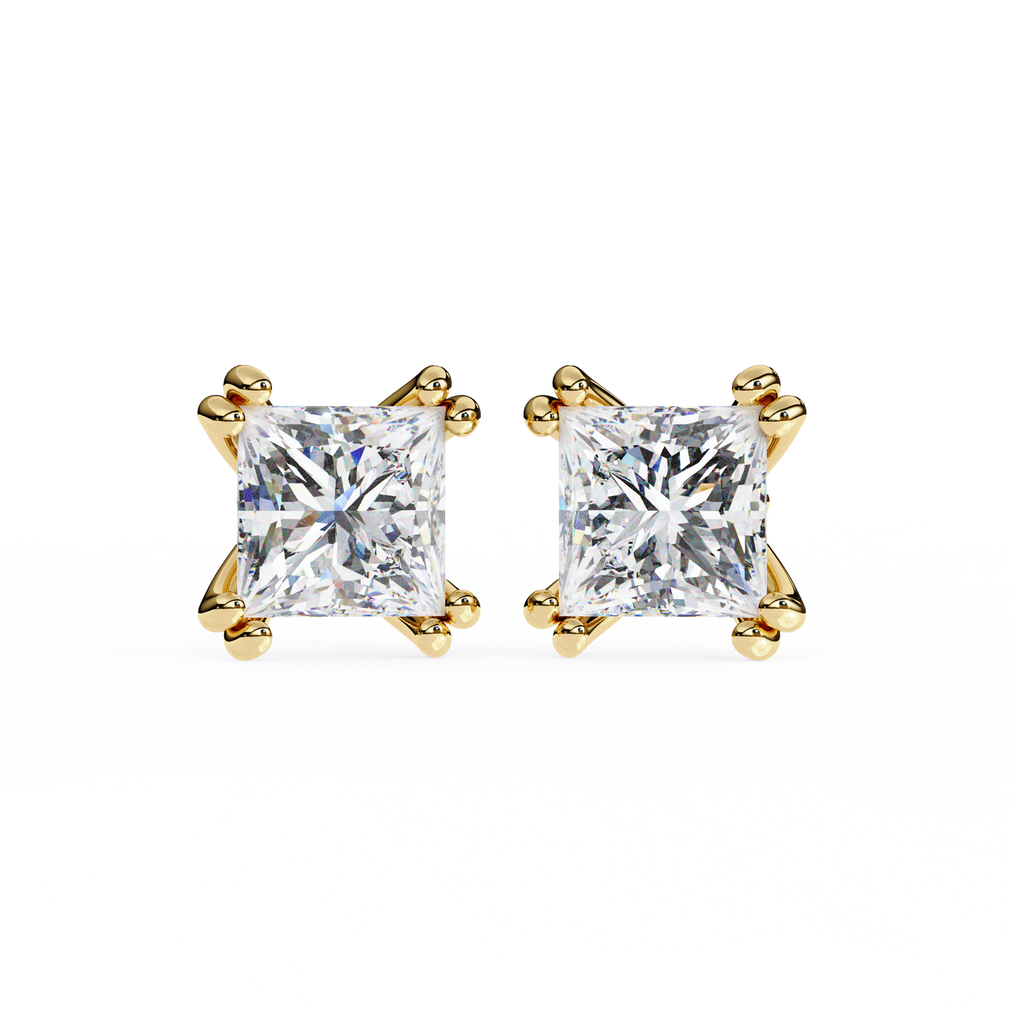 Solitaire 3.04Ct Princess Cut Diamond Unique Stacking Double Prong Set Dainty Stud Party Wear Earring For Gift