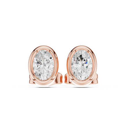Oval Cut Lab Grown Diamond Vintage Stud Earrings