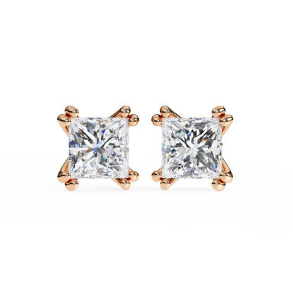 Solitaire 3.04Ct Princess Cut Diamond Unique Stacking Double Prong Set Dainty Stud Party Wear Earring For Gift