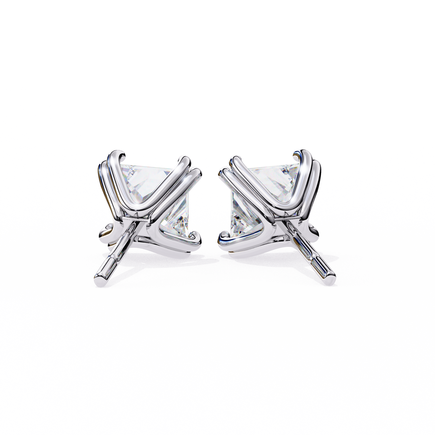 Solitaire 3.04Ct Princess Cut Diamond Unique Stacking Double Prong Set Dainty Stud Party Wear Earring For Gift