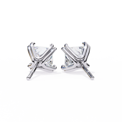 Solitaire 3.04Ct Princess Cut Diamond Unique Stacking Double Prong Set Dainty Stud Party Wear Earring For Gift