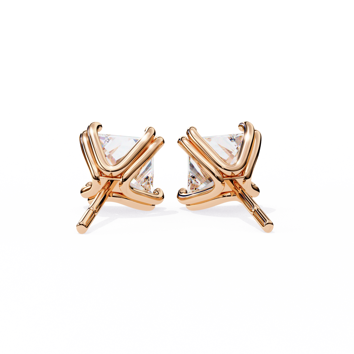 Solitaire 3.04Ct Princess Cut Diamond Unique Stacking Double Prong Set Dainty Stud Party Wear Earring For Gift