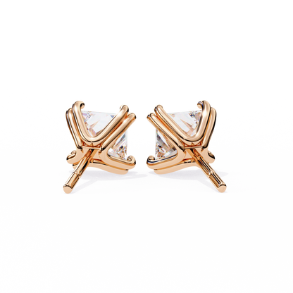 Solitaire 3.04Ct Princess Cut Diamond Unique Stacking Double Prong Set Dainty Stud Party Wear Earring For Gift