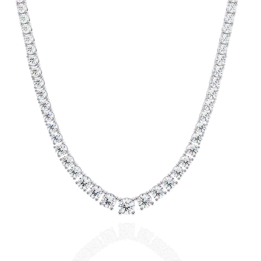 17.54 Ct Round Cut Lab Grown Prong Set Elegant Minimalist Vintage Chain Tennis Necklace For Her - HIGHCARAT DIAMONDS