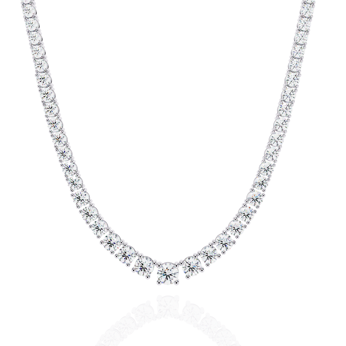 17.54 Ct Round Cut Lab Grown Prong Set Elegant Minimalist Vintage Chain Tennis Necklace For Her - HIGHCARAT DIAMONDS