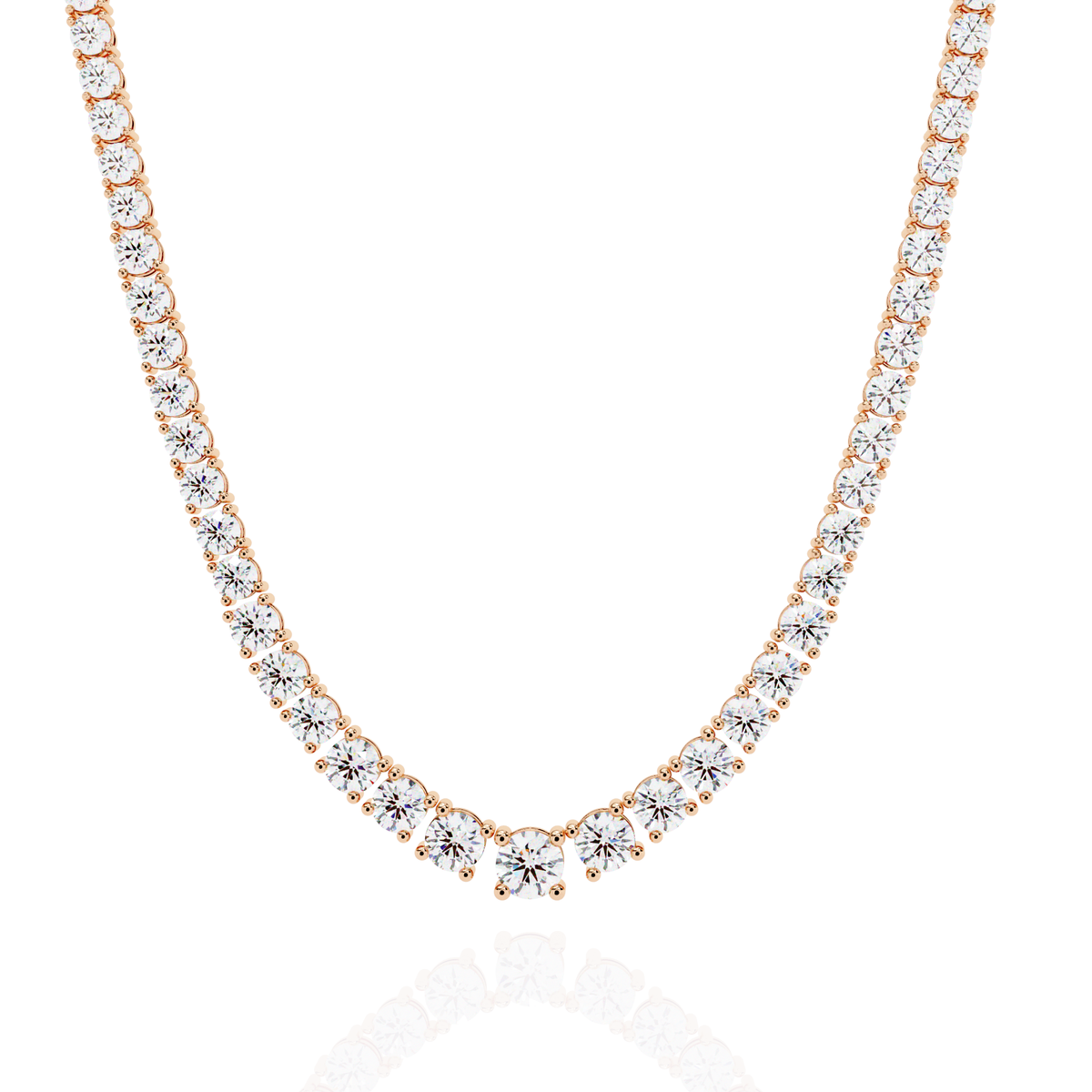 17.54 Ct Round Cut Lab Grown Prong Set Elegant Minimalist Vintage Chain Tennis Necklace For Her - HIGHCARAT DIAMONDS