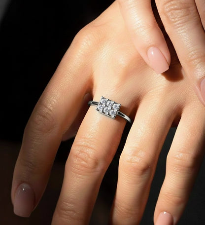 14K Solid White Gold Round Shaped Diamond Ring Minimalist Daily Wear Jewelry For Women's