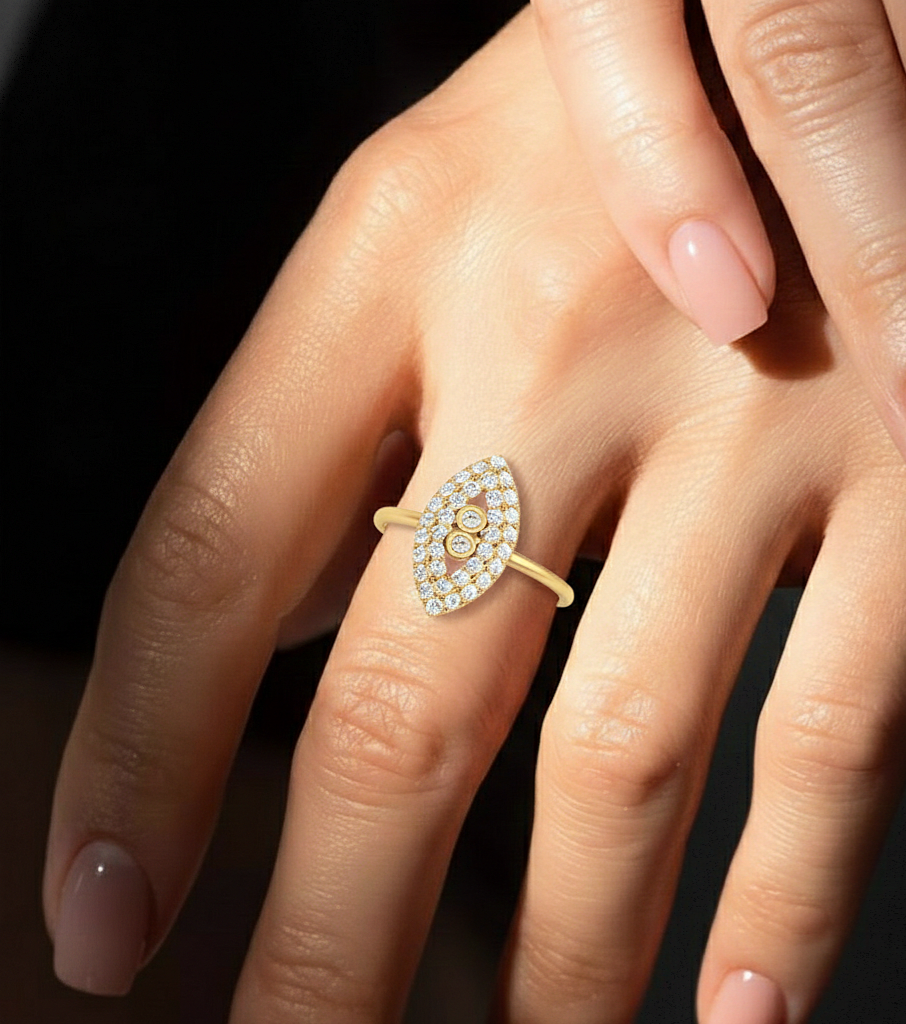 Bezel Set Round Diamond Ring In 14 KT Solid Rose Gold Modern And Secure Design For Her