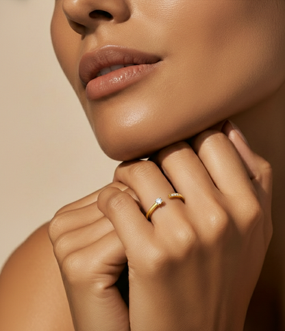 Labgrown Round Diamond Open Cuff Ring In 18K Solid Gold A Touch of Timeless Elegance