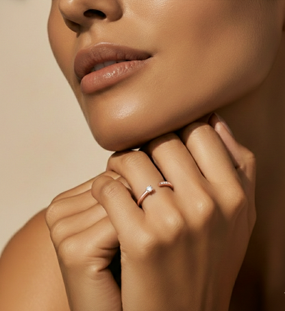 Labgrown Round Diamond Open Cuff Ring In 18K Solid Gold A Touch of Timeless Elegance
