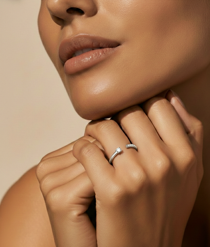 Labgrown Round Diamond Open Cuff Ring In 18K Solid Gold A Touch of Timeless Elegance