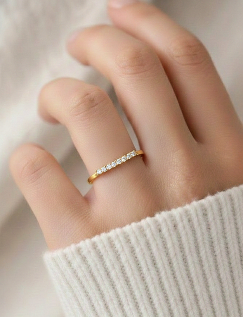 Minimalist Round Diamond Wedding Band Ring Perfect Jewelry For Women In 14 K Solid Gold