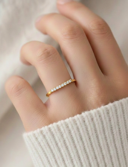 Minimalist Round Diamond Wedding Band Ring Perfect Jewelry For Women In 14 K Solid Gold