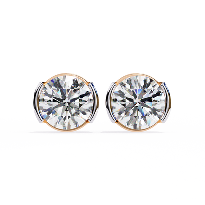 2.57Ct Round Cut Lab Grown Diamond Antique Elegant Minimalist Vintage Stud Earring Special Day Gift For Her
