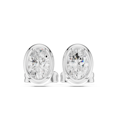 Oval Cut Lab Grown Diamond Vintage Stud Earrings