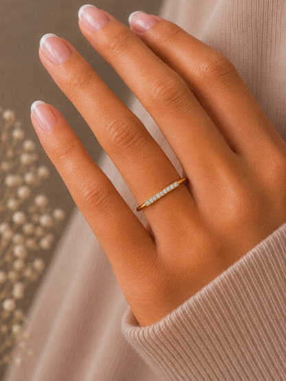 Minimalist Round Diamond Stackable Band Ring Elegant Gift for Women's In 18K Solid Gold - HIGHCARAT DIAMONDS