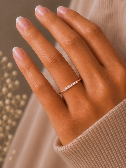 Minimalist Round Diamond Stackable Band Ring Elegant Gift for Women's In 18K Solid Gold - HIGHCARAT DIAMONDS