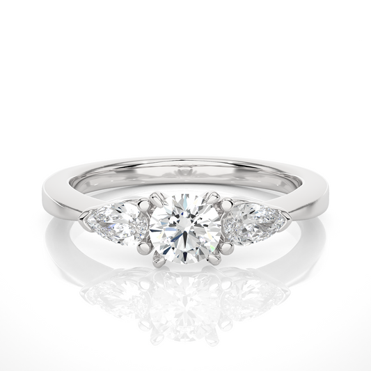 18K Solid Gold Pear cut Lab Grown diamond Three Stone Diamond Ring Gift For Anniversary - HIGHCARAT DIAMONDS