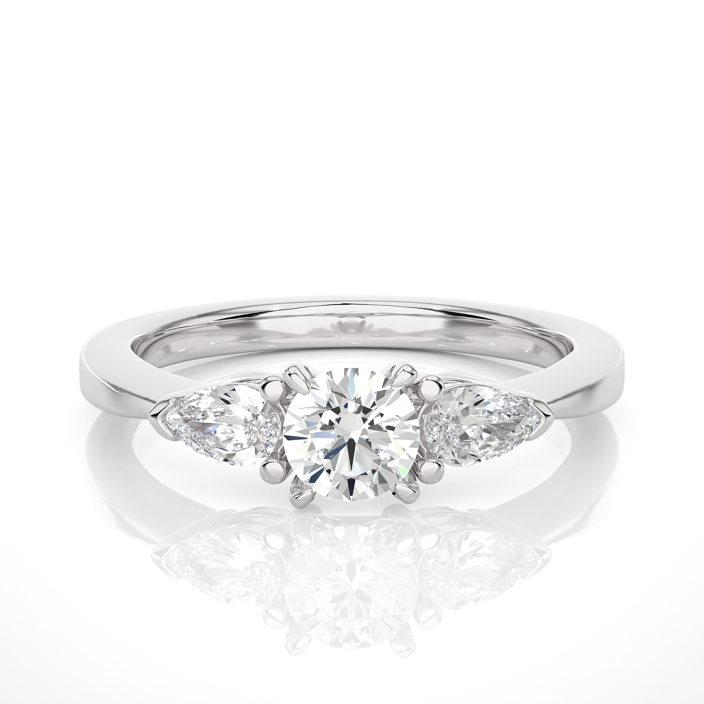 18K Solid Gold Pear cut Lab Grown diamond Three Stone Diamond Ring Gift For Anniversary - HIGHCARAT DIAMONDS