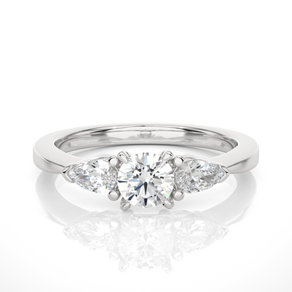 18K Solid Gold Pear cut Lab Grown diamond Three Stone Diamond Ring Gift For Anniversary - HIGHCARAT DIAMONDS