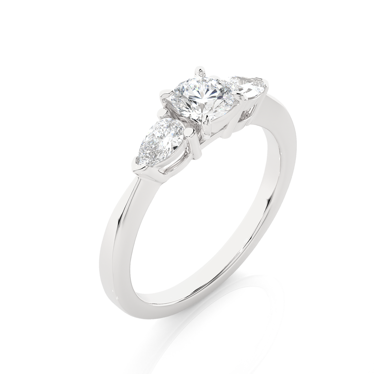 18K Solid Gold Pear cut Lab Grown diamond Three Stone Diamond Ring Gift For Anniversary - HIGHCARAT DIAMONDS
