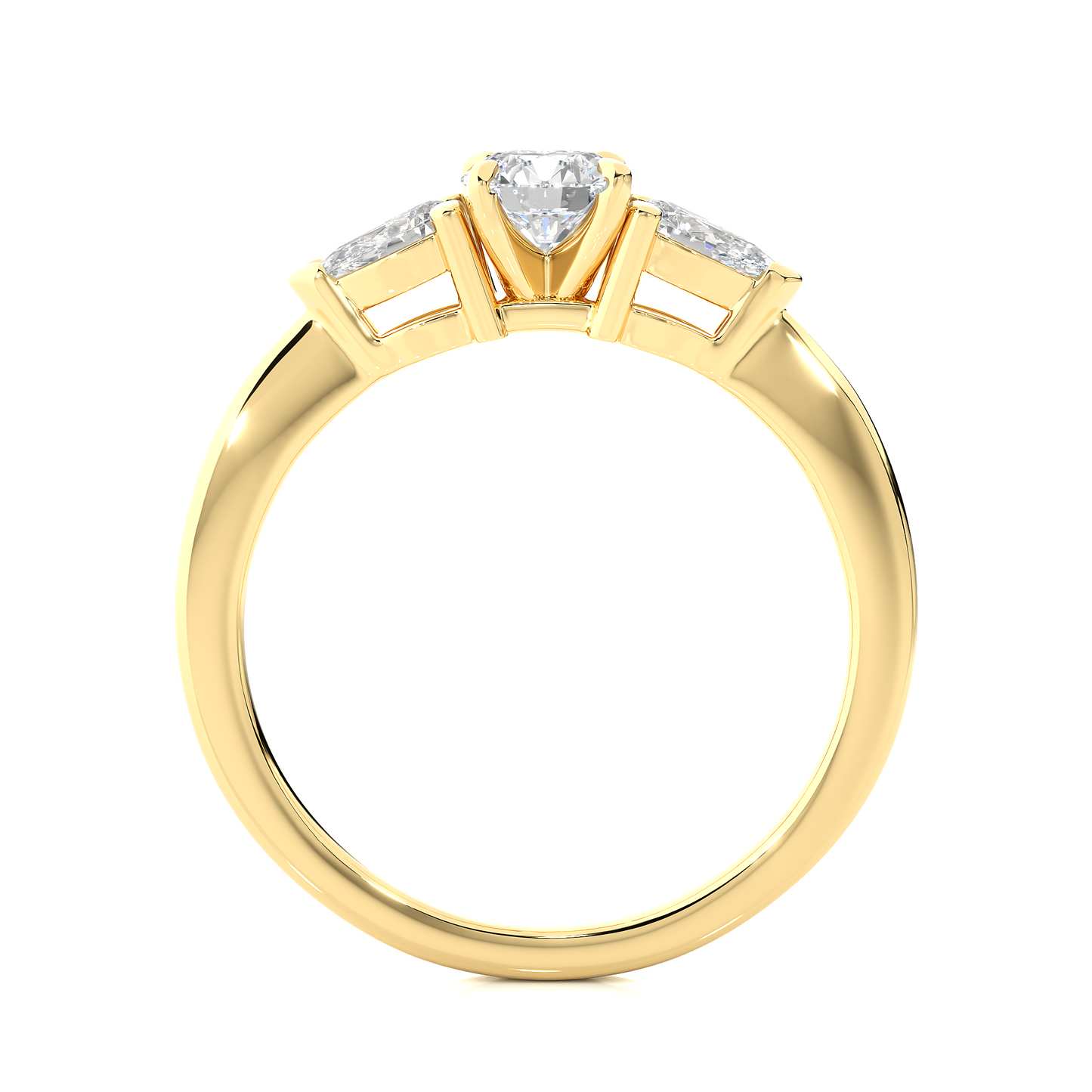 18K Solid Gold Pear cut Lab Grown diamond Three Stone Diamond Ring Gift For Anniversary - HIGHCARAT DIAMONDS
