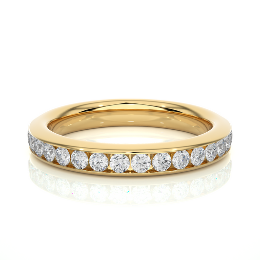 18k Solid Gold Round Shaped Lab Grown/Natural Diamond Full Eternity Band for her gifted - HIGHCARAT DIAMONDS