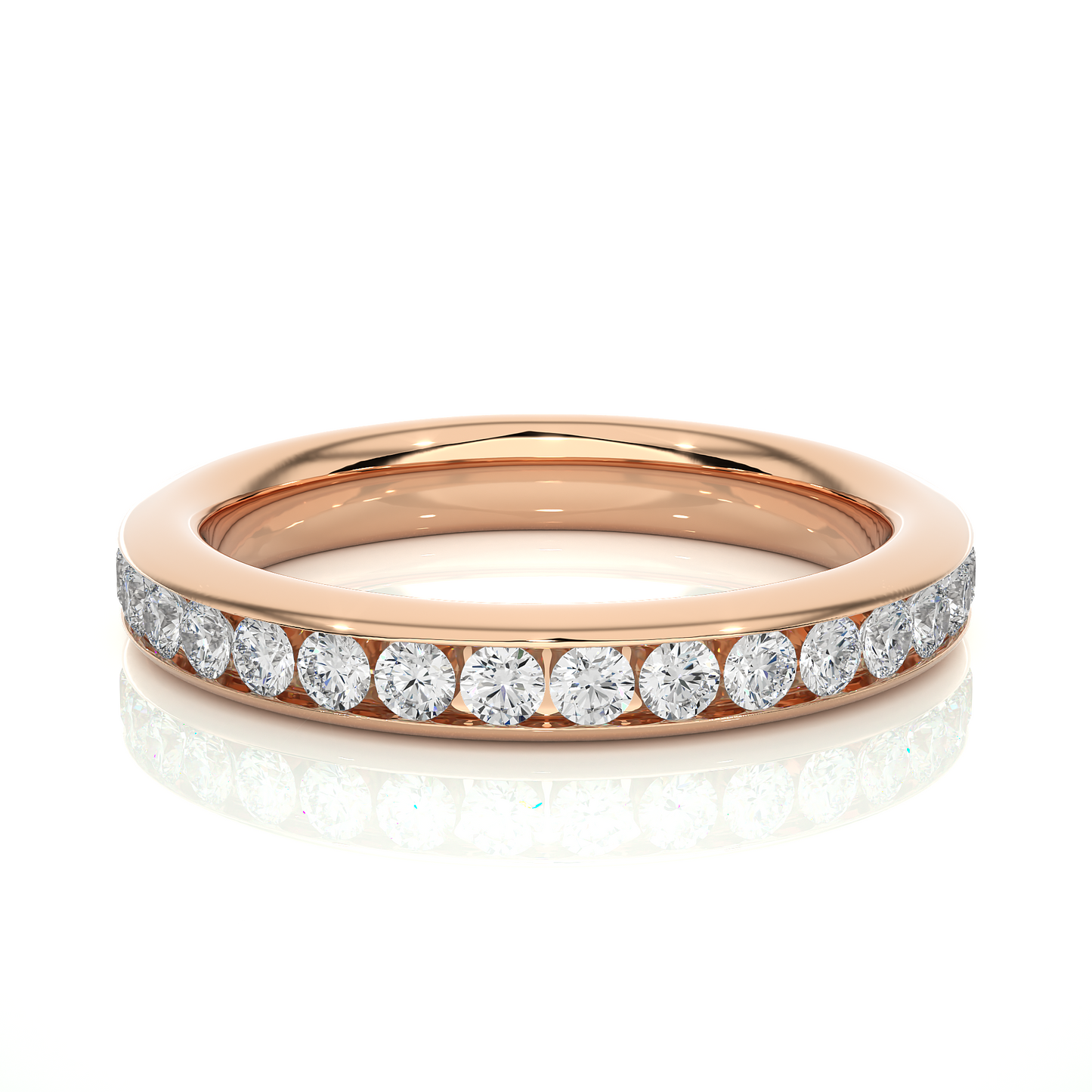 18k Solid Gold Round Shaped Lab Grown/Natural Diamond Full Eternity Band for her gifted - HIGHCARAT DIAMONDS
