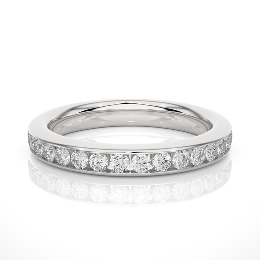 18k Solid Gold Round Shaped Lab Grown/Natural Diamond Full Eternity Band for her gifted - HIGHCARAT DIAMONDS