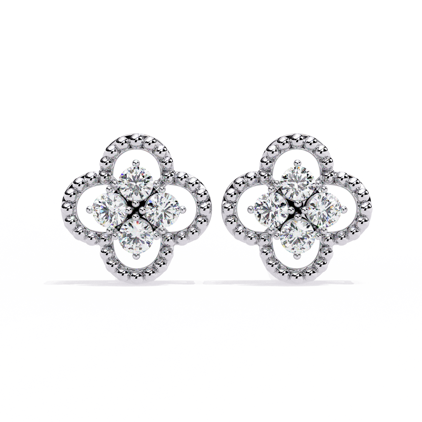 18k Solid Yellow Gold Round Cut Lab Grown & Natural Diamond Vintage Minimalist Screw Back Cluster Stud Earring - HIGHCARAT DIAMONDS