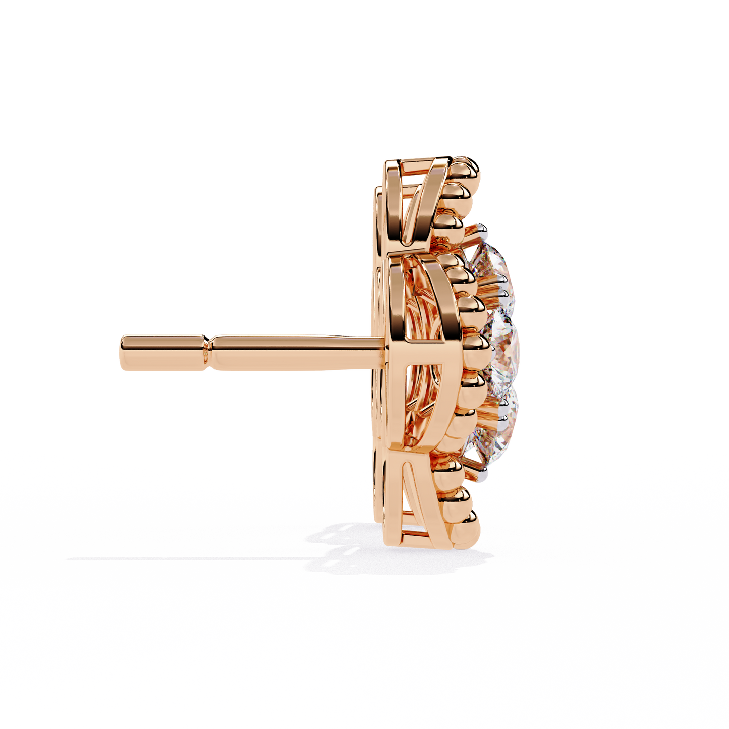 18k Solid Yellow Gold Round Cut Lab Grown & Natural Diamond Vintage Minimalist Screw Back Cluster Stud Earring - HIGHCARAT DIAMONDS