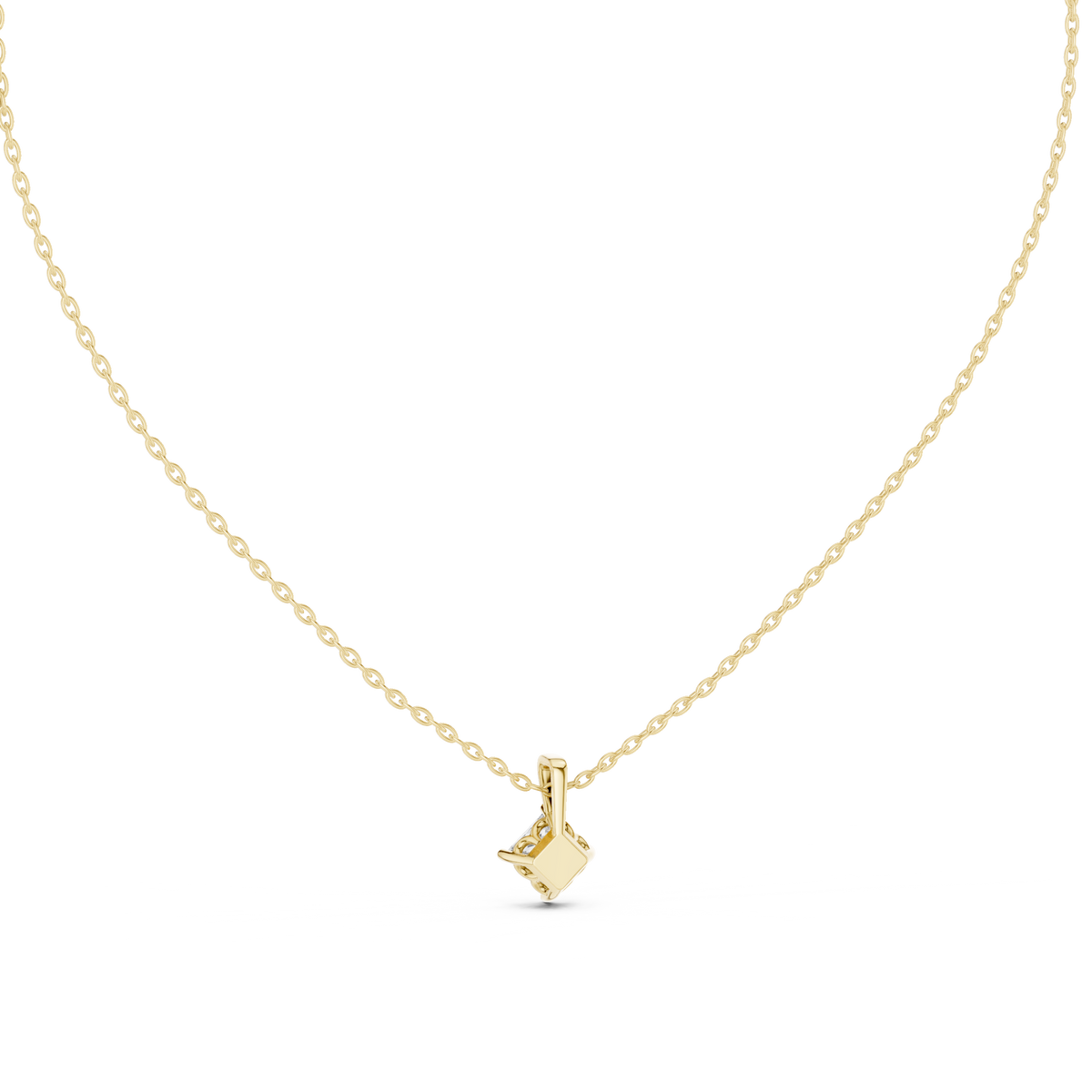 18K Gold Princess Cut Lab Grown Diamond Pendant Top View